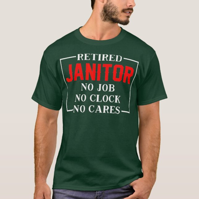 Retrött Janitor T Pension Gift Idea Shirt (Framsida)