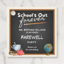 Retrött lärare Chalkboard Farewell Party
