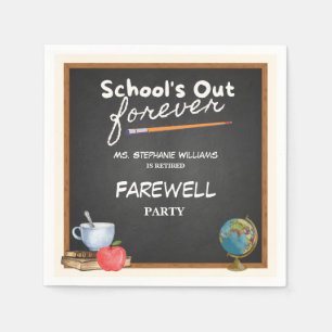 Retrött lärare Chalkboard Farewell Party Pappersservett