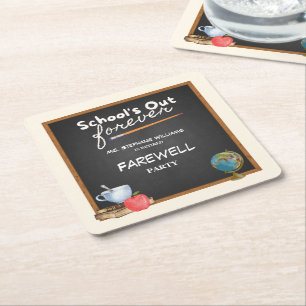 Retrött lärare Chalkboard Farewell Party Underlägg Papper Kvadrat