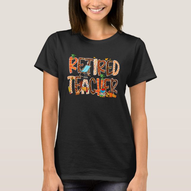 Retrött lärare Leopard Pumpkin Thanksgiving Manar  T Shirt (Framsida)