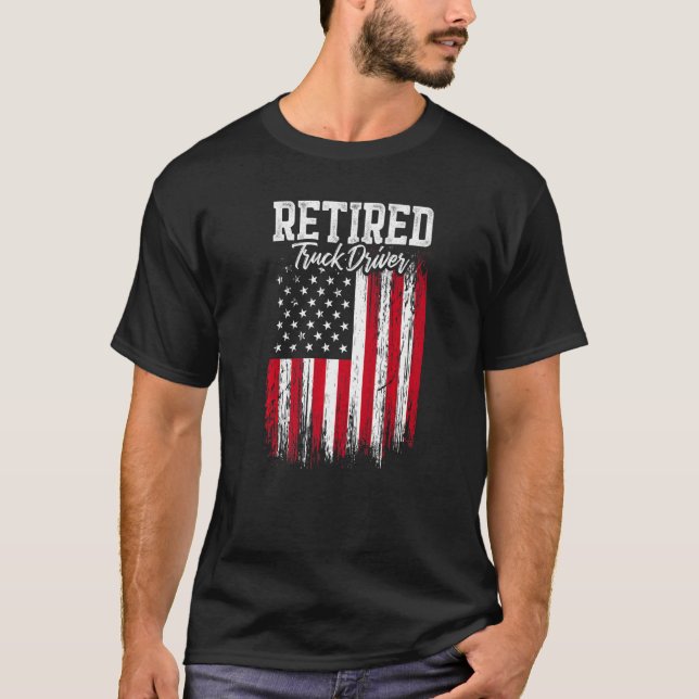 Retrött Lastbil Driver Trucker Pension T Shirt (Framsida)