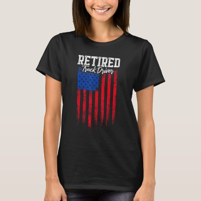 Retrött Lastbil Driver Trucker Pension T Shirt (Framsida)