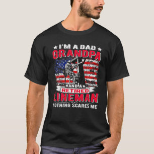 Retrött Lineman jag är Pappa Grandpa USA flagga El T Shirt