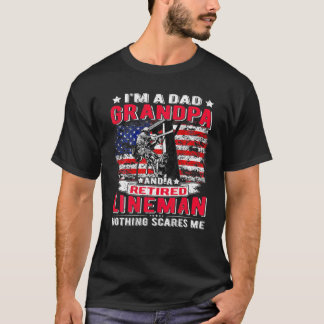 Retrött Lineman jag är Pappa Grandpa USA flagga El T Shirt