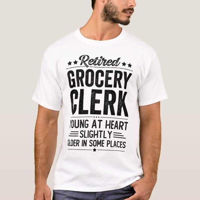 Retrött Livsmedel Clerk T Shirt (Framsida)