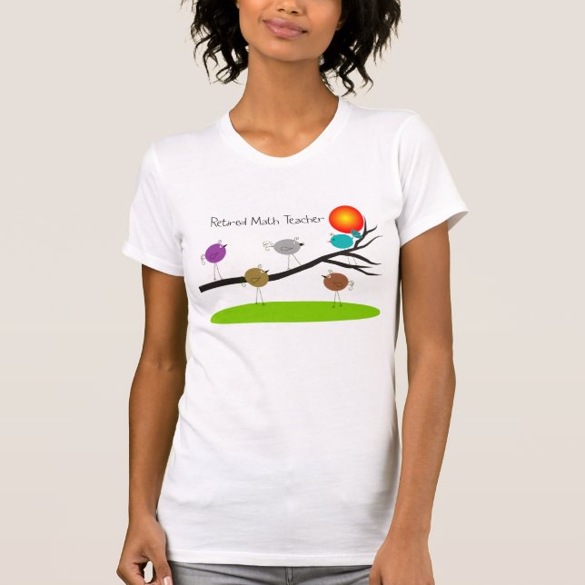 Retrött Math Teacher Retro Birds T-Shirts (Framsida)