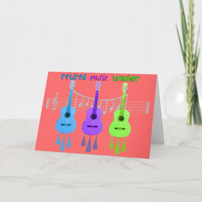 Retrött Music Teacher 3 Guitars design Kort (Framsida)