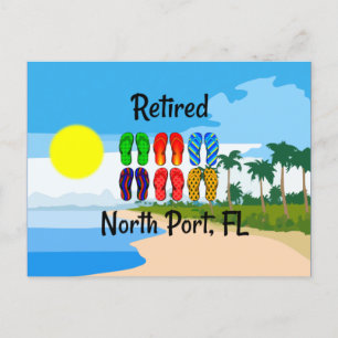 Retrött, North Port, FL, stranddesign. Vykort