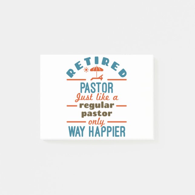 Retrött pastor Preacher Pension Funny Happier Post-it Block (Framsida)