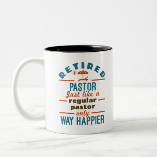 Retrött pastor Preacher Pension Funny Happier Två-Tonad Mugg