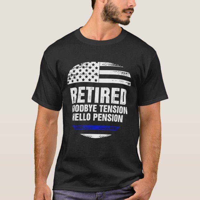 Retrött polisman Funny Pension polischef T Shirt (Framsida)