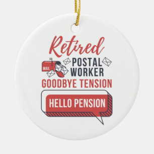 Retrött Postal Worker Funny Mailman Pension Julgransprydnad Keramik