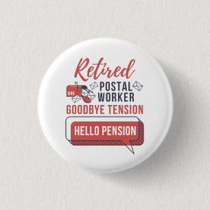 Retrött Postal Worker Funny Mailman Pension Knapp