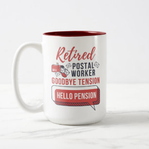 Retrött postal Worker Mailman Pension Funny Gag Två-Tonad Mugg