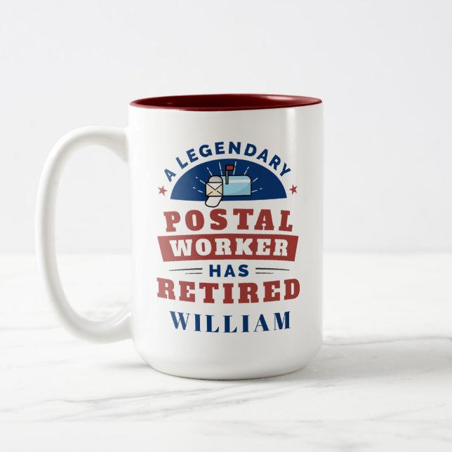 Retrött Postal Worker Mailman Pension Funny Två-Tonad Mugg (Vänster)