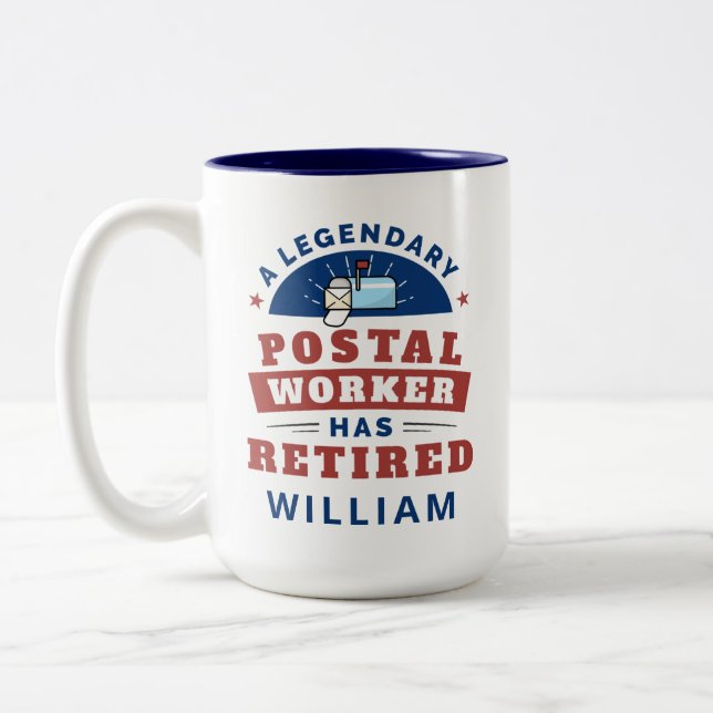 Retrött Postal Worker Mailman Pension Funny Två-Tonad Mugg (Vänster)
