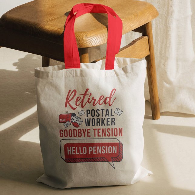 Retrött Postal Worker Mailman Pension Funny Tygkasse (Hello Pension Retired Postal Worker Red Handles Tote Bag)