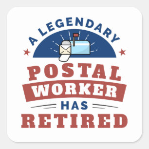 Retrött Postal Worker Mailman Pension Keepsaké Fyrkantigt Klistermärke