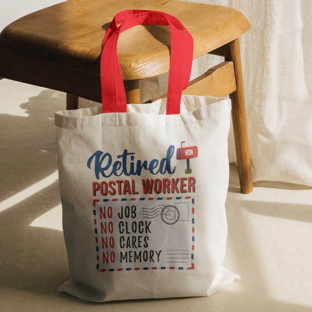 Retrött Postal Worker Mailman Pension Tygkasse (No Job Clock Retired Postal Worker Red Handles Tote Bag)