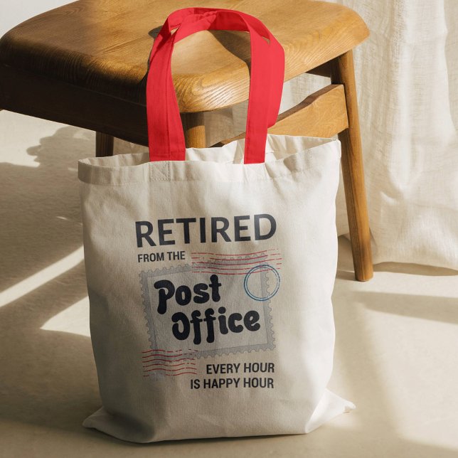 Retrött Postal Worker Pension Mailman Funny Tygkasse (Happy Hour Retired Postal Worker Red Handles Tote Bag)