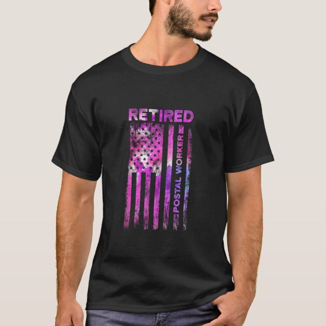 Retrött postal Worker US Flaggor Mailman Pension T Shirt (Framsida)