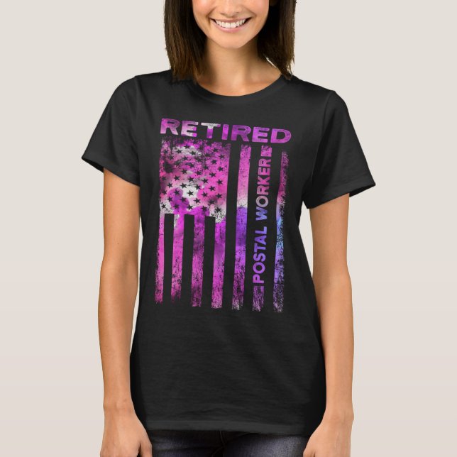 Retrött Postal Worker US Flaggor Mailman Pension T Shirt (Framsida)