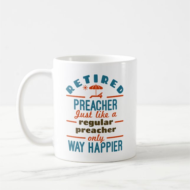 Retrött Preacher Pension Funny Happier Kaffemugg (Vänster)