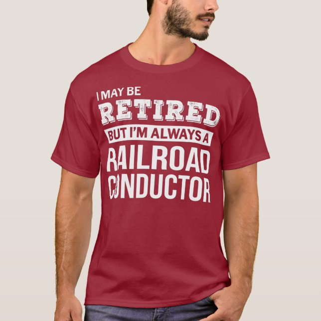 Retrött Railroad Conductor Gift Funny Pension T Shirt (Framsida)