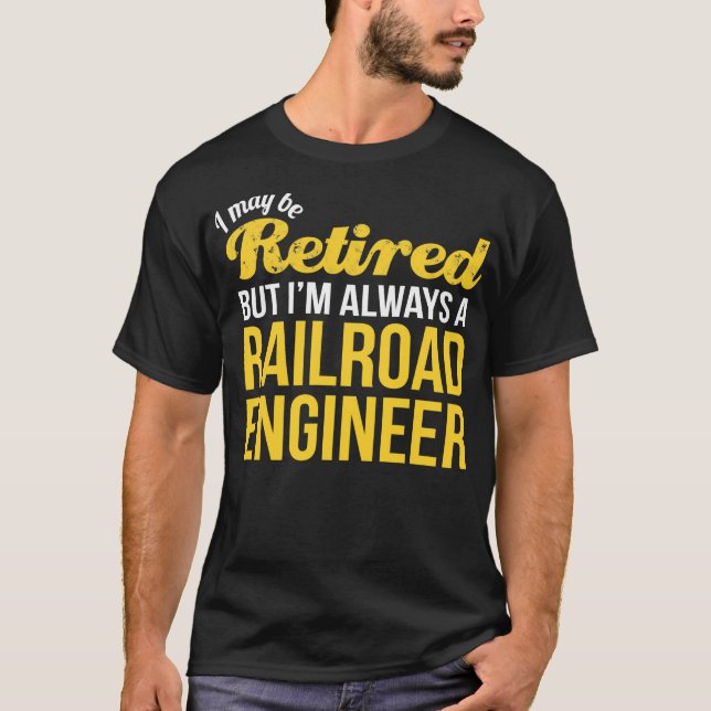 Retrött Railroad Ingenjör Funny Pension Gift T Shirt (Framsida)
