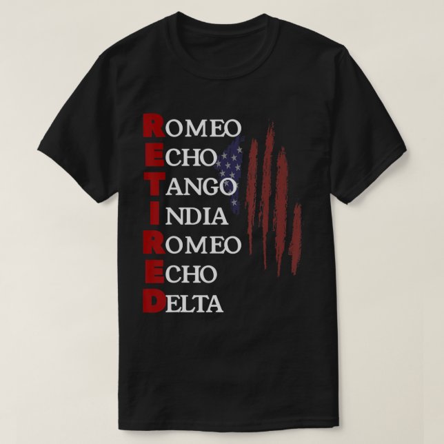 Retrött Romeo Echo Tango India Romeo Echo Delta Ve T Shirt (Design framsida)
