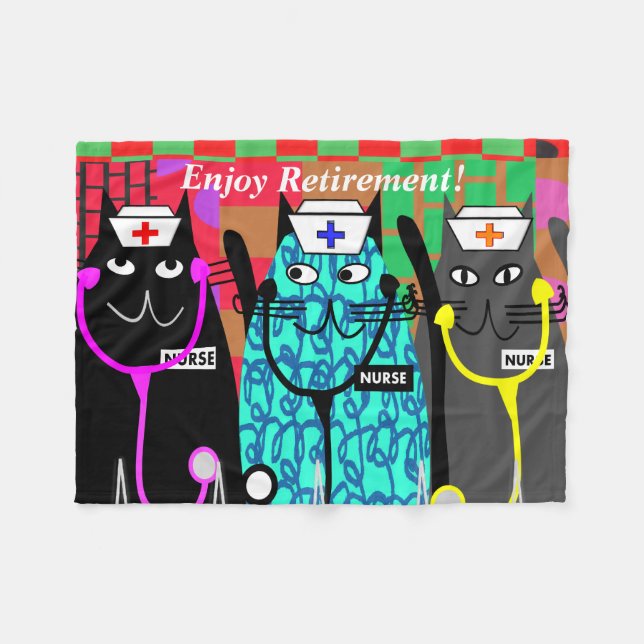 Retrött sjuksköterska Blanket Cat Nurses Fleecefilt (Framsidan (Horisontell))