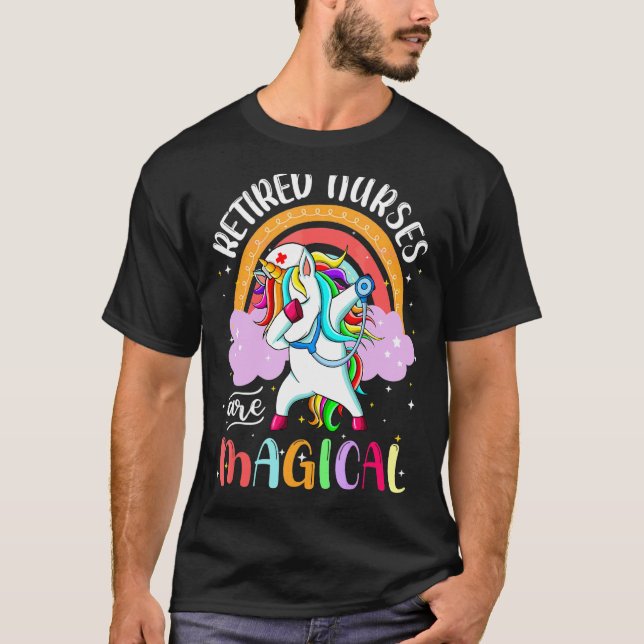 Retrött sjuksköterska Rn Nursing Magic Unicorn Rai T Shirt (Framsida)