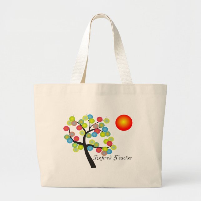 Retrött Teacher Artsy Träd Tote Bag Jumbo Tygkasse (Framsidan)