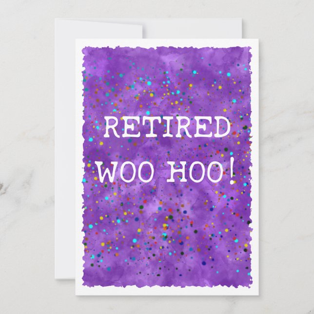 Retrött Woo Hoo Lila Watercolor Confetti Party Inbjudningar (Framsida)
