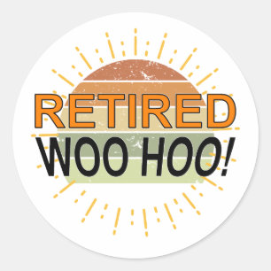 Retrött Woo Hoo Vintage Sunburst Sunset Runt Klistermärke