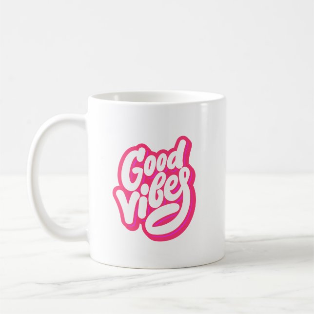 Retrotypografi Kaffe Mugg med Goda Vibrationer (Vänster)