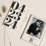 Retrotypografi Vintage B&W-nummer Foto Qr-kod Spara Datumet<br><div class="desc">Typografi - enkel konstnärlig foto Qr-kod</div>