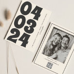 Retrotypografi Vintage B&W-nummer Foto Qr-kod Spara Datumet<br><div class="desc">Typografi - enkel konstnärlig foto Qr-kod</div>