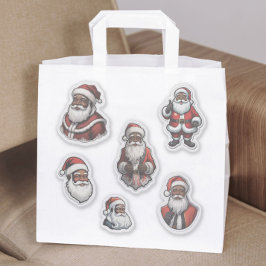 Retrouppsättning med 6 pcs svart jultomten-julmas klistermärken