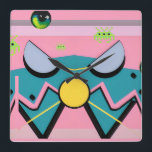 Retrovågor av Fame - Ken Gage Art Fyrkantig Klocka<br><div class="desc">Retrowaves av Fame. 2024,  Ken Gage. Digital konst: popsurrealism.</div>