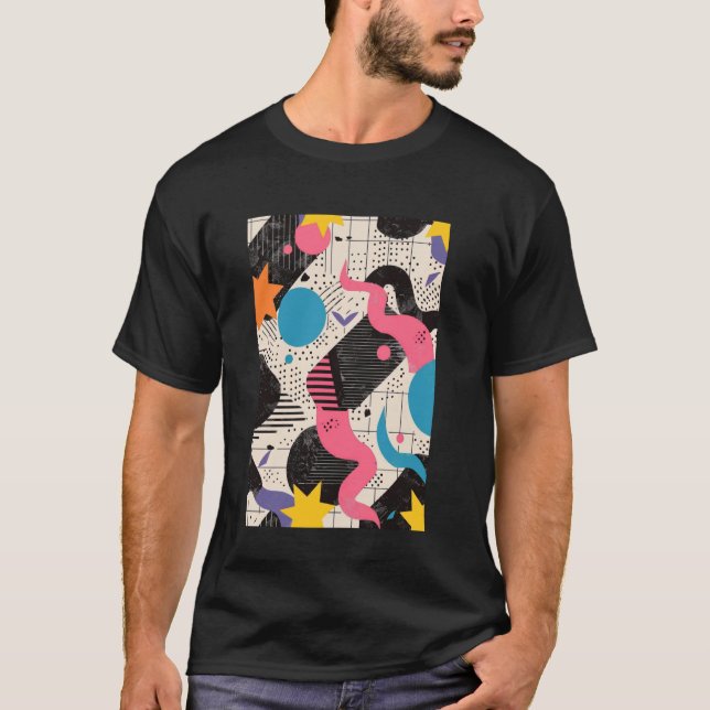 Retrovågstema för Mönster Art 80s T Shirt (Framsida)