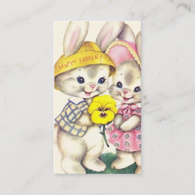 retrovintage Påsk bunnines add hälsning Visitkort (Framsida)
