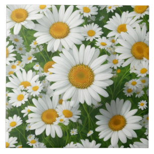 Retrovit blommigt, vit daisy mönster kakelplatta