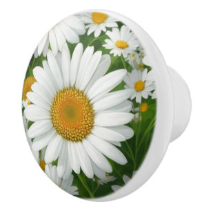 Retrovit blommigt, vit daisy mönster knopp
