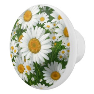 Retrovit blommigt, vit daisy mönster knopp