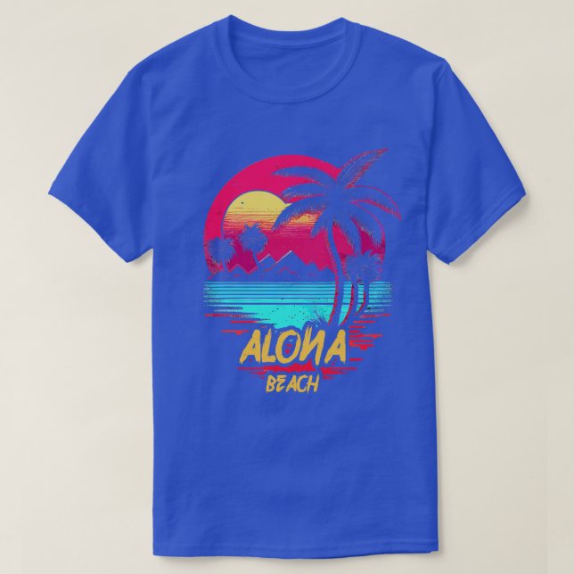 Retrowave Beach Alona Beach T Shirt (Design framsida)
