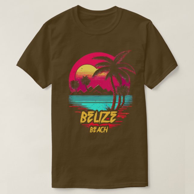 Retrowave Beach Belize Beach T Shirt (Design framsida)