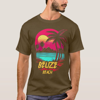 Retrowave Beach Belize Beach T Shirt