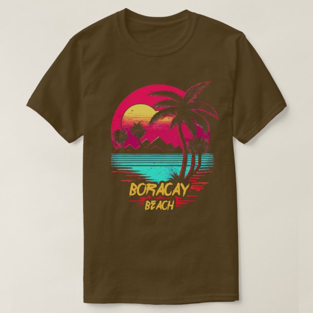 Retrowave Beach Boracay Beach T Shirt (Design framsida)